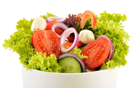 Vegetable salad bowl isolated on white background