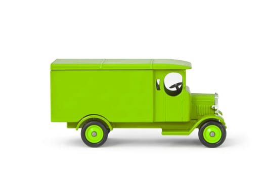 vintage green eco truck concept isolated on white with copyspace on vehicle