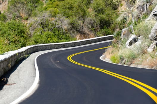road in Sequoia National Park in California in the United States of America