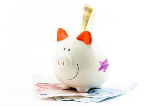 Piggy Bank with euro money
