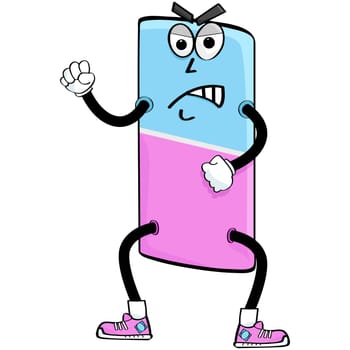 Cartoon illustration showing an eraser with an angry face
