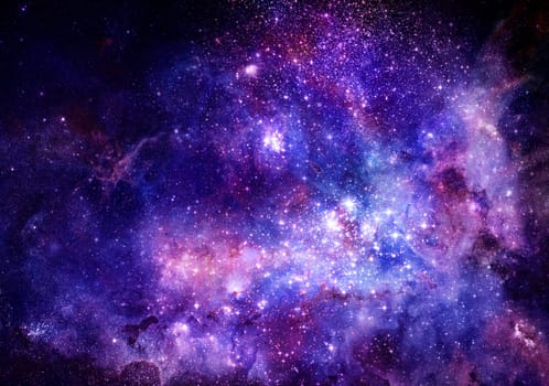 bright nebula gas cloud in deep outer space