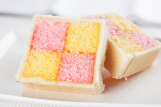 Battenburg cake for afternoon tea