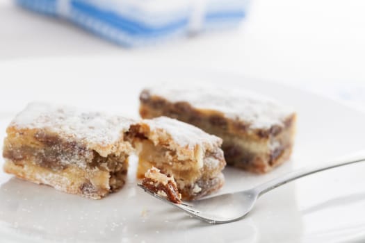 Rectagular slice of fruit cake