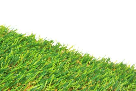 Artificial grass against a white background