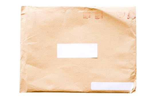 isolated crumpled envelope, with clipping path in jpg.
