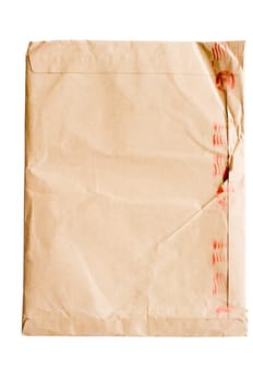 isolated crumpled envelope, with clipping path in jpg.