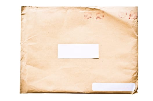 isolated crumpled envelope, with clipping path in jpg.