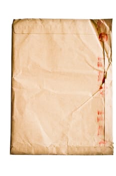 isolated crumpled envelope, with clipping path in jpg.