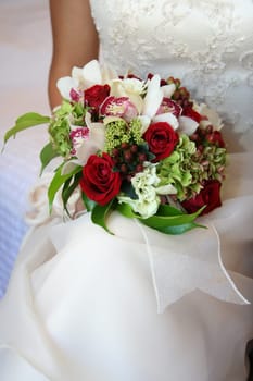 Bride holding wedding bouquet
