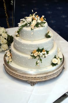 Classical wedding cake on the table