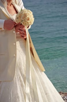Wedding couple by the sea
