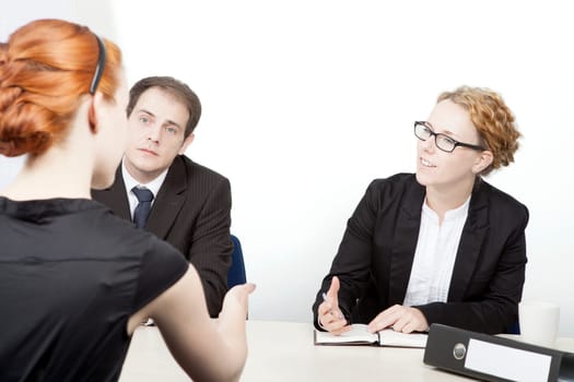 Portrait of Business people discussing at the office