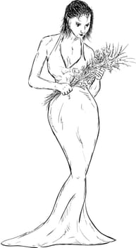vector - women with flowers - isolated on background