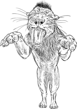 vector - Smilodon - saber-toothed tiger jumping