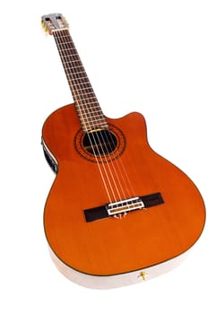Isolated on white acoustic guitar