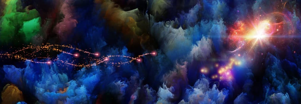 Never Worlds series. Interplay of colorful dimensional fractal worlds on the subject of fantasy, dreams, creativity,  imagination and art