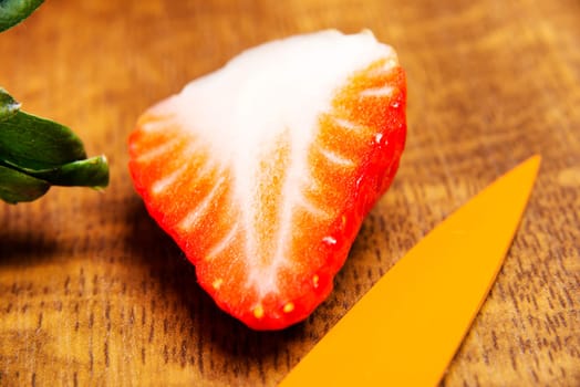 Fresh strawberries on table
