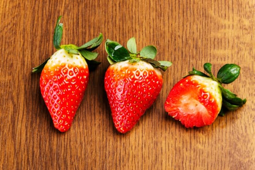 Fresh strawberries on table