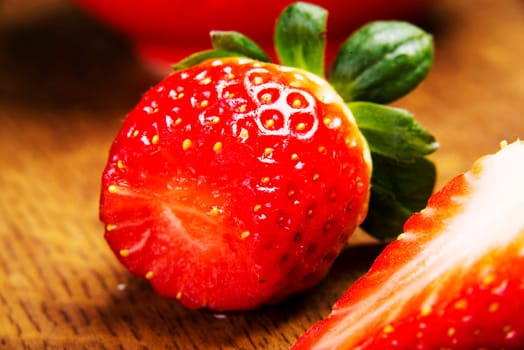 Fresh strawberries on table