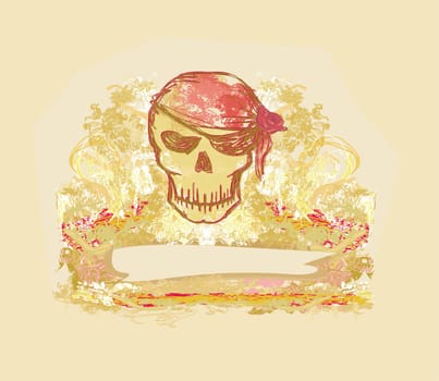 Skull Pirate - retro card