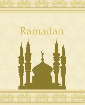 Ramadan background - mosque silhouette vector card