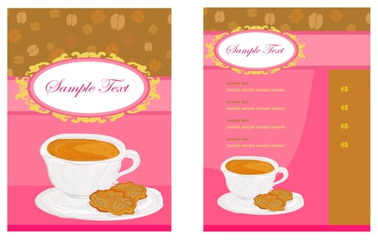Cup of coffee with abstract design elements , menu set