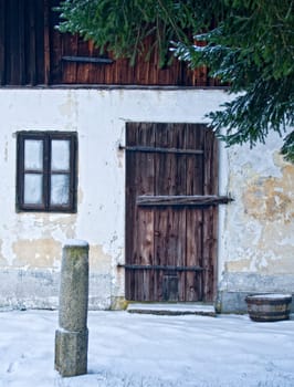 Rural Entry with wooden door, taken in austria