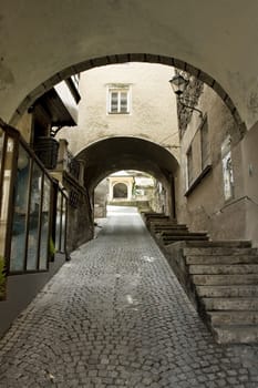 Alley in Salzburg, leading to the Fortress Hohensalzburg