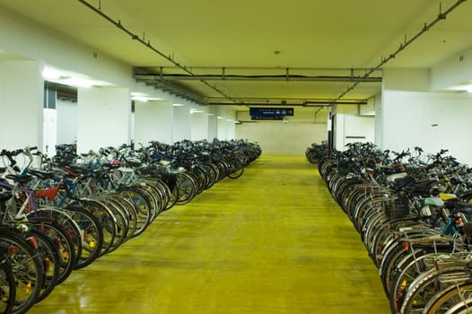 Lot of Cycles in a underground garage