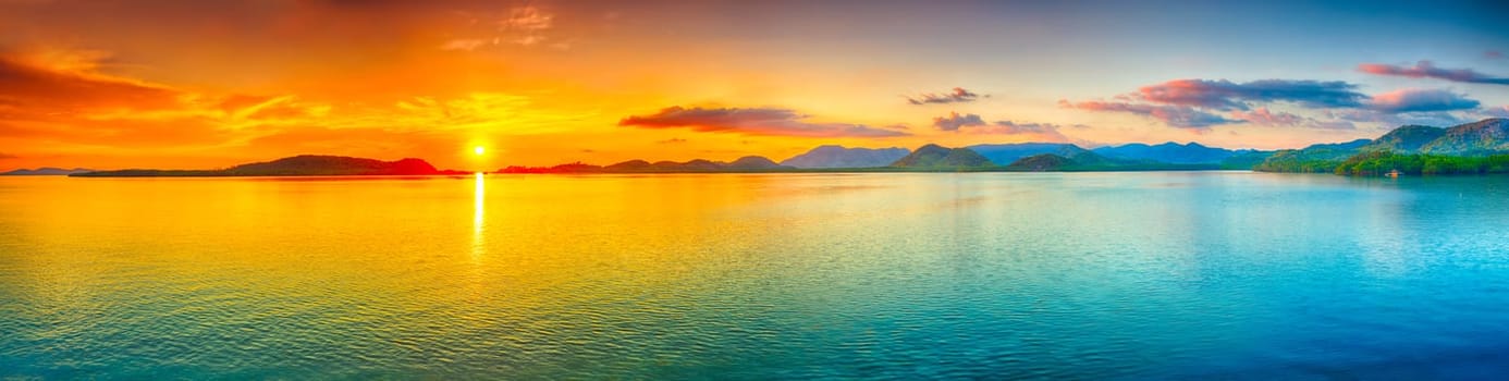 Sunrise over the sea.  Panorama