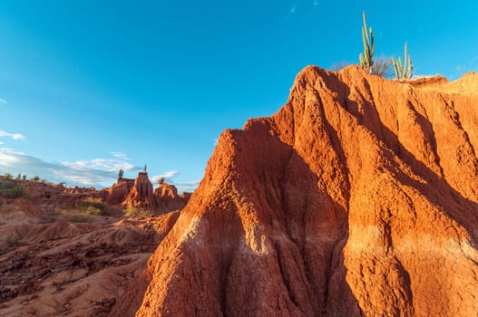 Stunning view of red desert valley in Tatacoa desert in Huila, Colombia