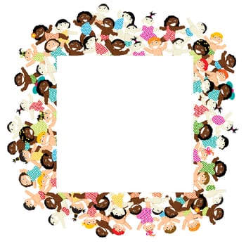 Decorative frame made from multi racial babies.