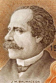 Jose Manuel Balmaceda (1840-1891) on 10 Escudos 1967 Banknote from Chile. 11th President of Chile during 1886-1891.