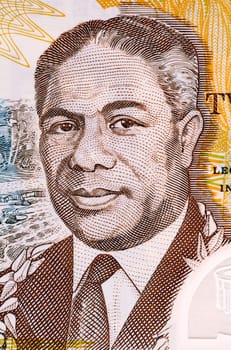 Malietoa Tanumafili II (1913-2007) on 2 Lua Tala 2003 Banknote from Samoa. Samoan head of state during 1962-2007.