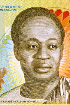 Kwame Nkrumah (1909-1972) on 2 Cedis 2010 Banknote from Ghana. Leader of Ghana and its predecessor state, the Gold Coast, during 1951-1966.
