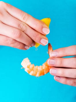 Eating shrimp