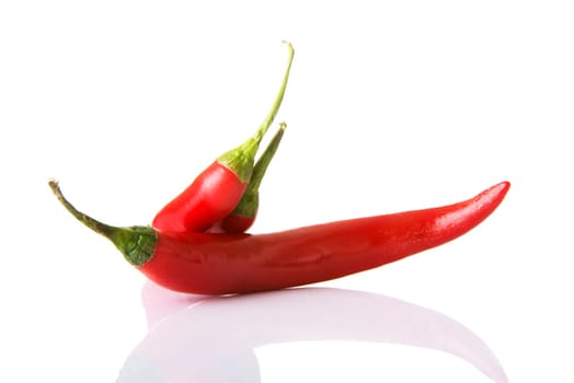 Red hot chilie peppers, isolated on white