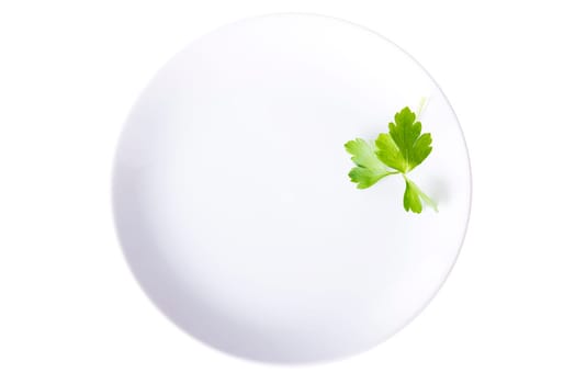 Parsley on plate,  isolated on white