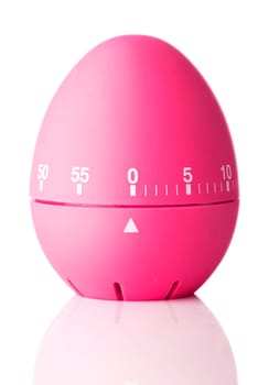Pink egg timer isolated on white background