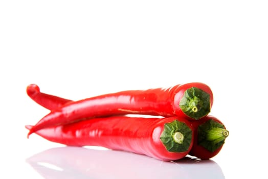 Red hot chilie peppers, isolated on white