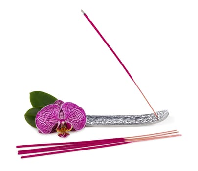 Incense sticks with orchid blossom