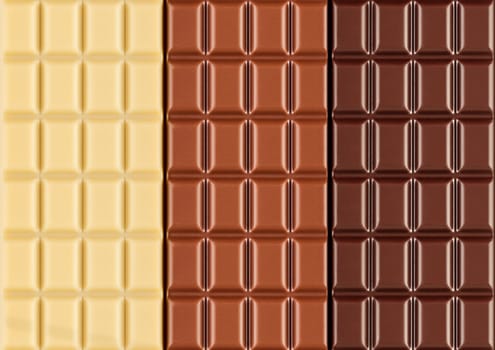 3 different chocolate bars.