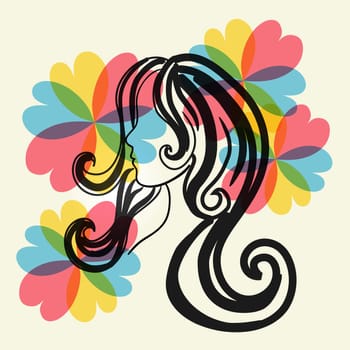 Woman face sketch with transparent spring flowers. EPS10 file version. This illustration contains transparencies and is layered for easy manipulation and custom coloring