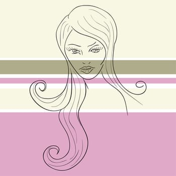 Woman face sketch with transparent bands. EPS10 file version. This illustration contains transparencies and is layered for easy manipulation and custom coloring