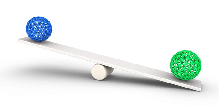 Two spheres on a seesaw and one is heavier