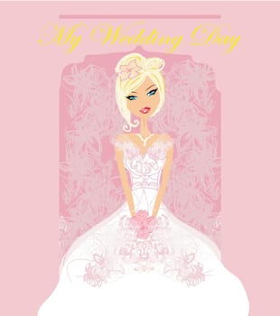 beautiful bride in white dress card