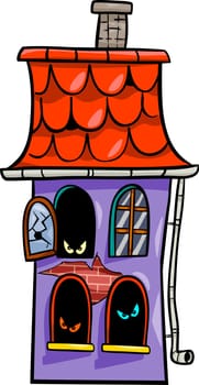 Cartoon Illustration of Scary Haunted House for Halloween