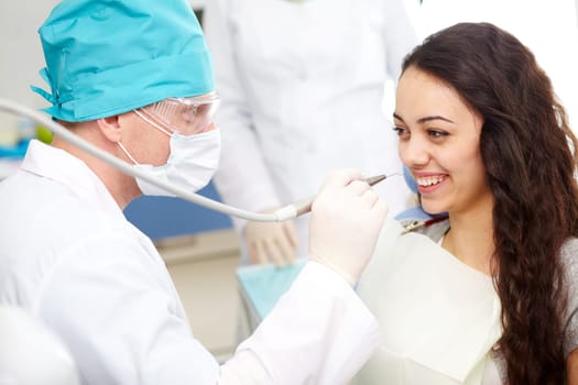 Young female patient at the dentists office