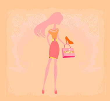 Fashion girl shopping in shoe shop